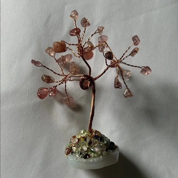 Natural Rose Quartz Copper Wire Wrapped Tree Of Life - Picture 4 of 10